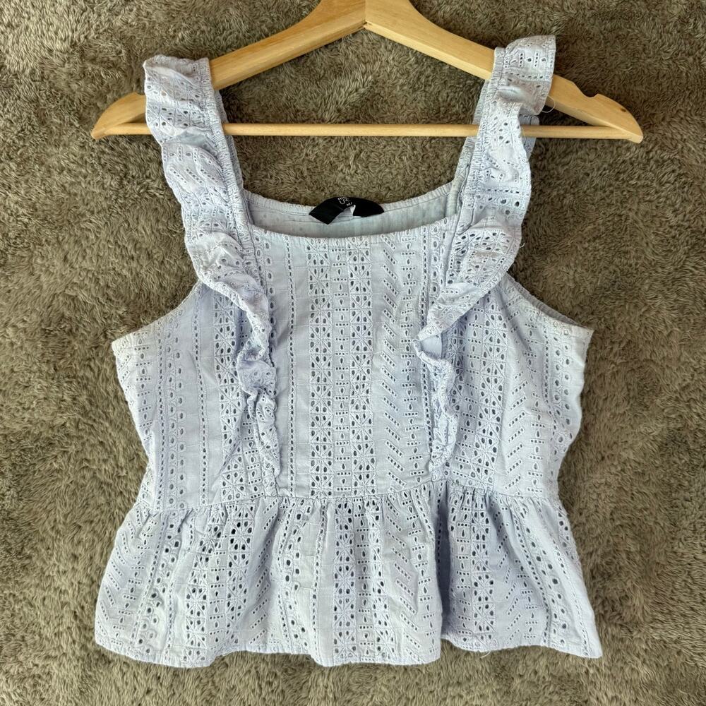 Max Urb_N Eyelet Ruffle Sleeveless Top Peplum Blouse Girls M Medium 12